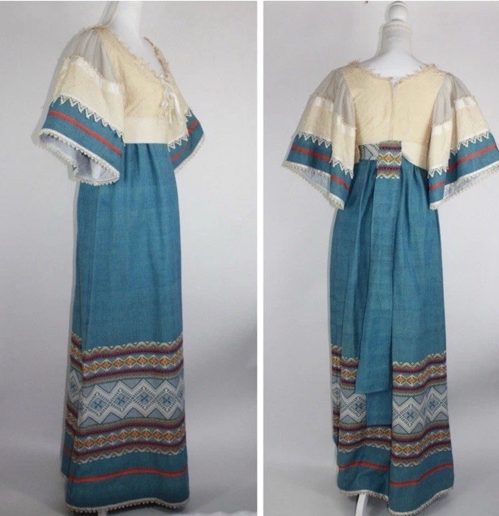 Vintage 70s Boho Prairie Maxi Dress Gibson Girl Small 4