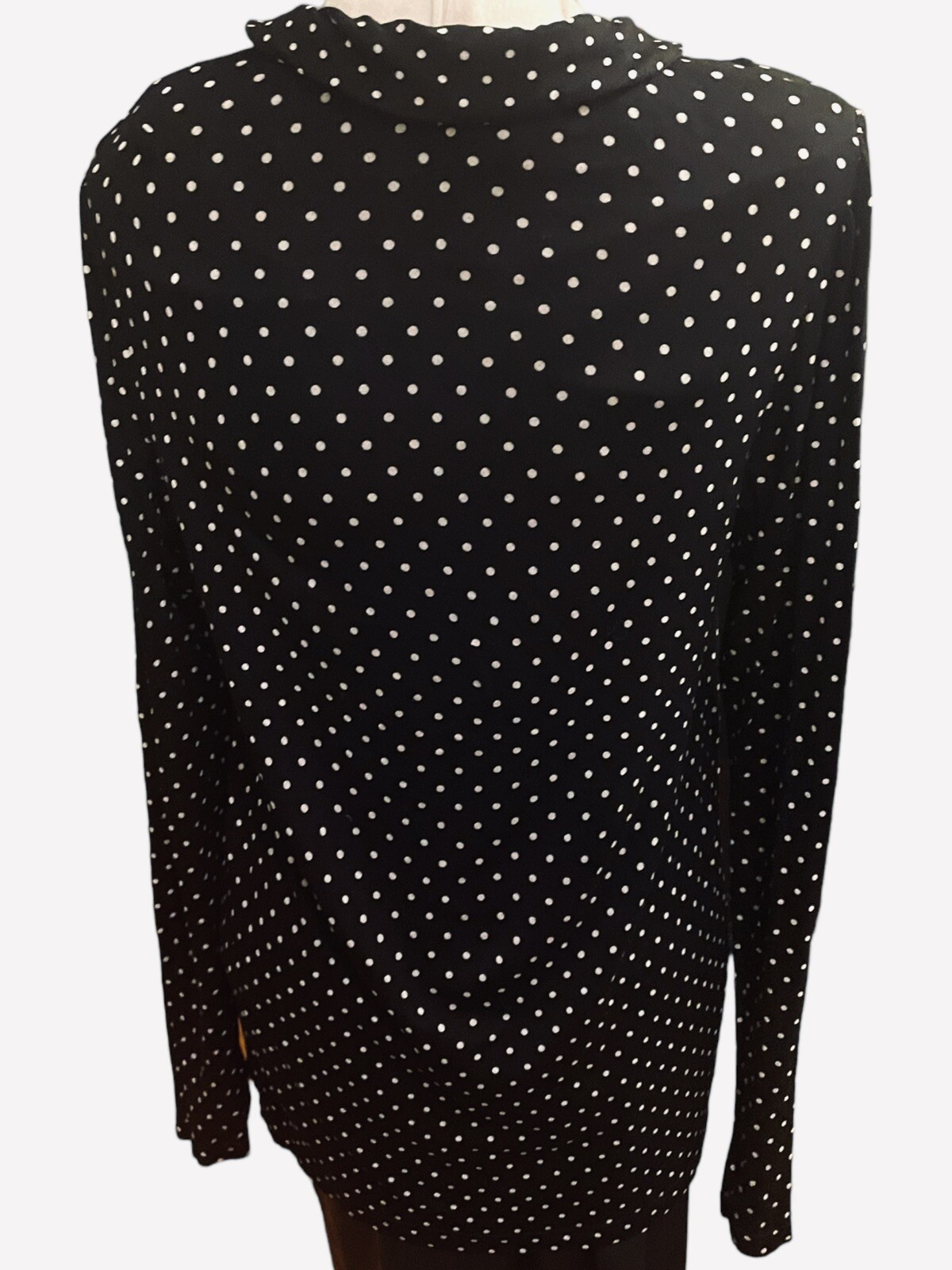 Agnes B Vintage Designer Top 90s Black Polka Dot Blouse Classic Statement Size M