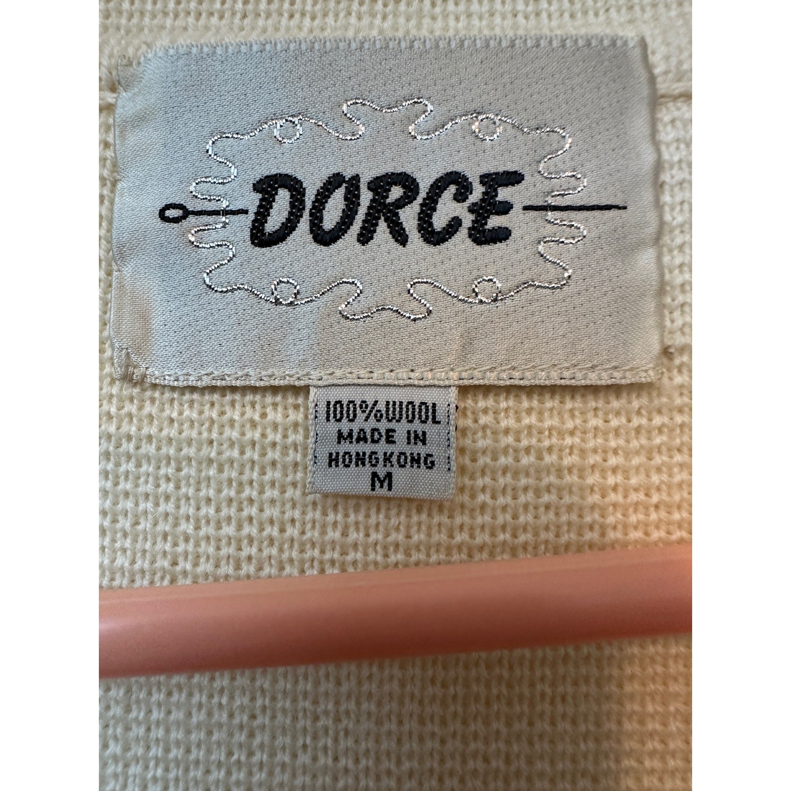Dorce Vintage 100% Wool Knit Blazer Jacket Cream Double Breasted Womens Medium