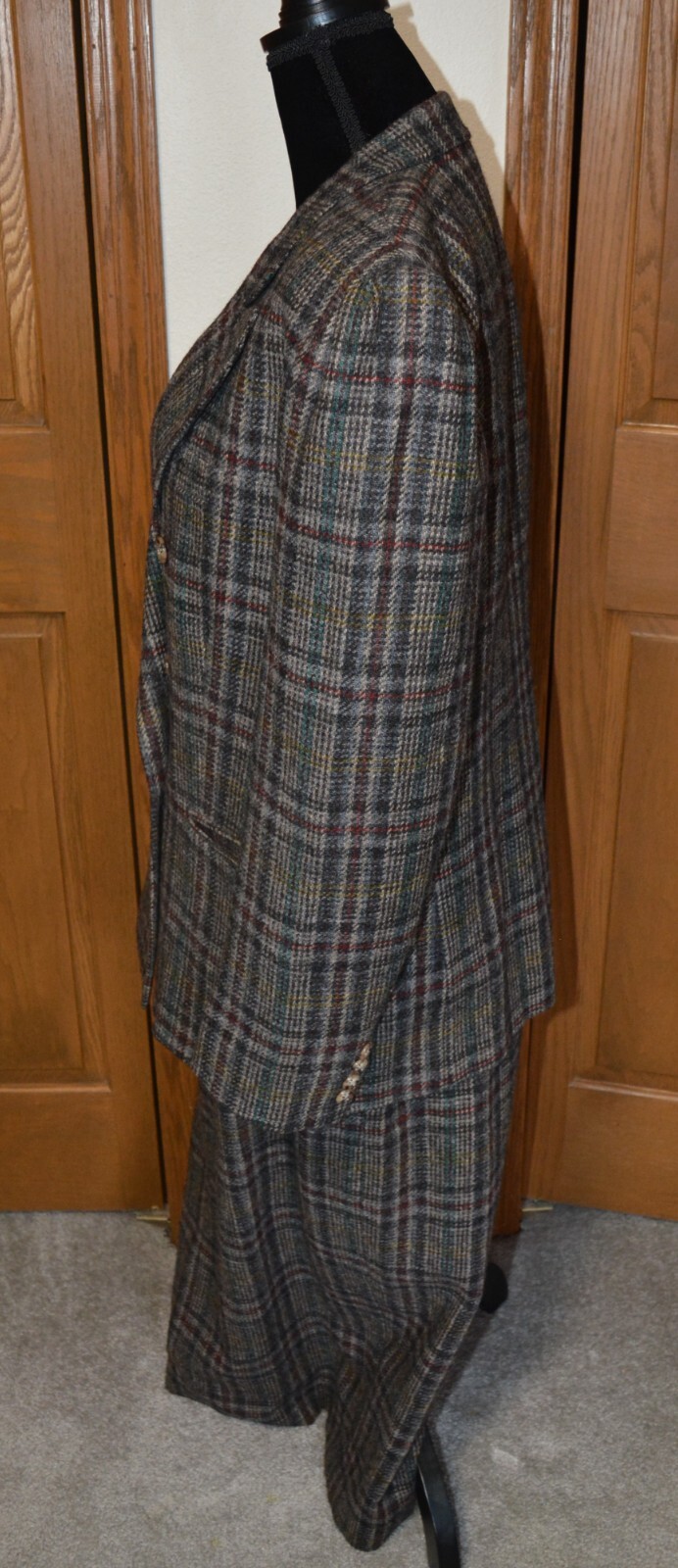 VTG Women’s 100% Wool Plaid Maxi Skirt Suit Set 14 COUNTY SHOP by MARSHALL FIELD