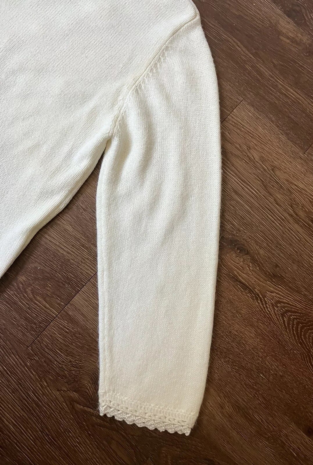 Vintage ’80s Koret Embellished Oversized Grandma Sweater Ivory Embroidery M/L