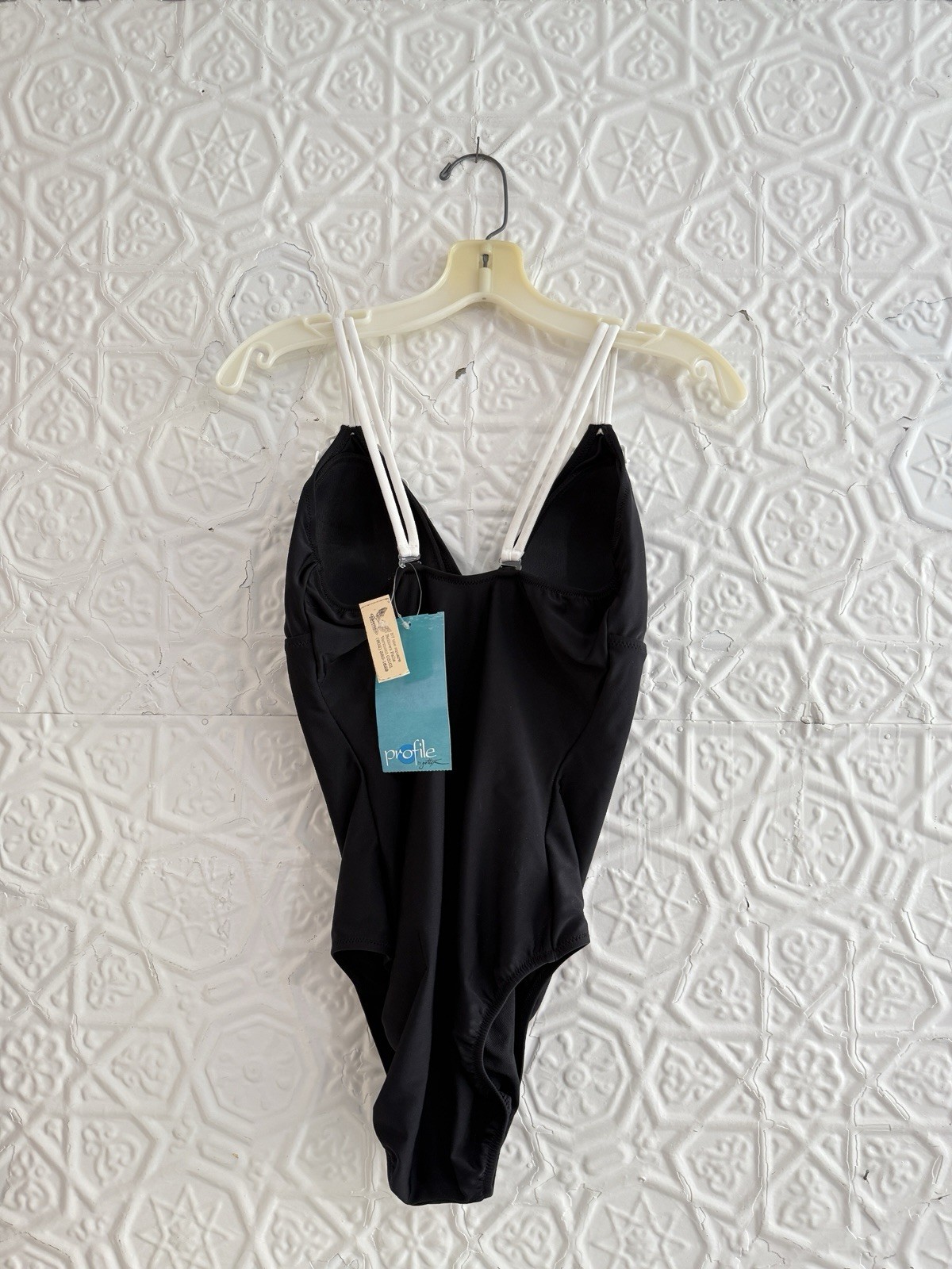 Gottex Profile y2k era high cut swimsuit black white floral sexy pool US Size 12
