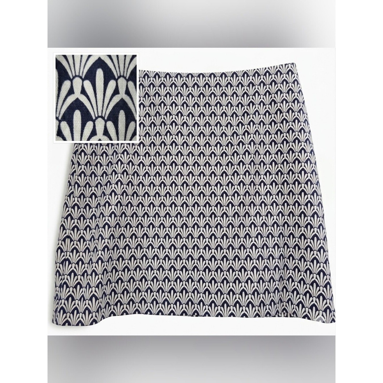 Talbots Navy Blue & White Gatsby Art Deco Mini Skirt Size 12