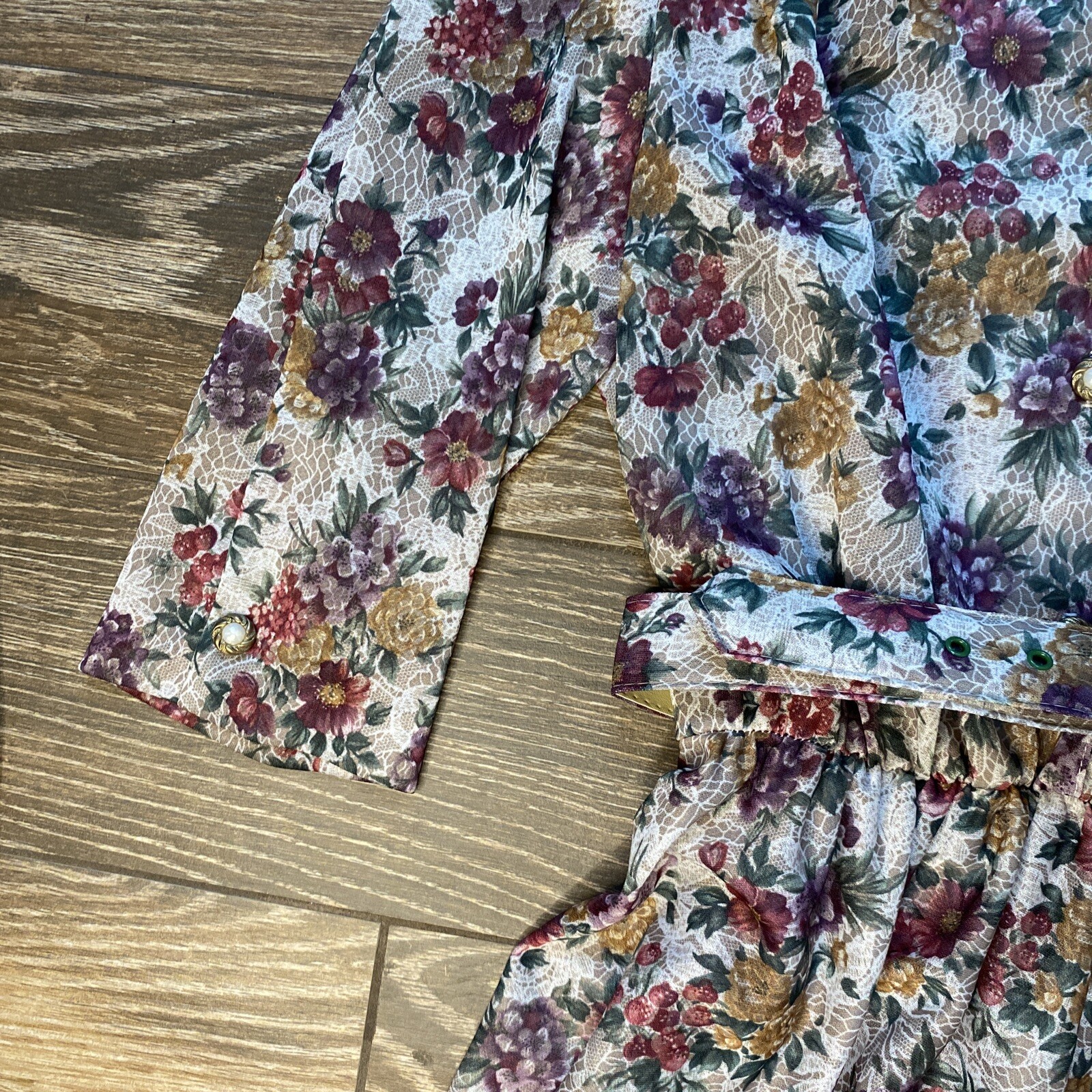 VTG 70s 80s California NEW LOOKS Floral Belted Tea Day Dress AUTHENTIC