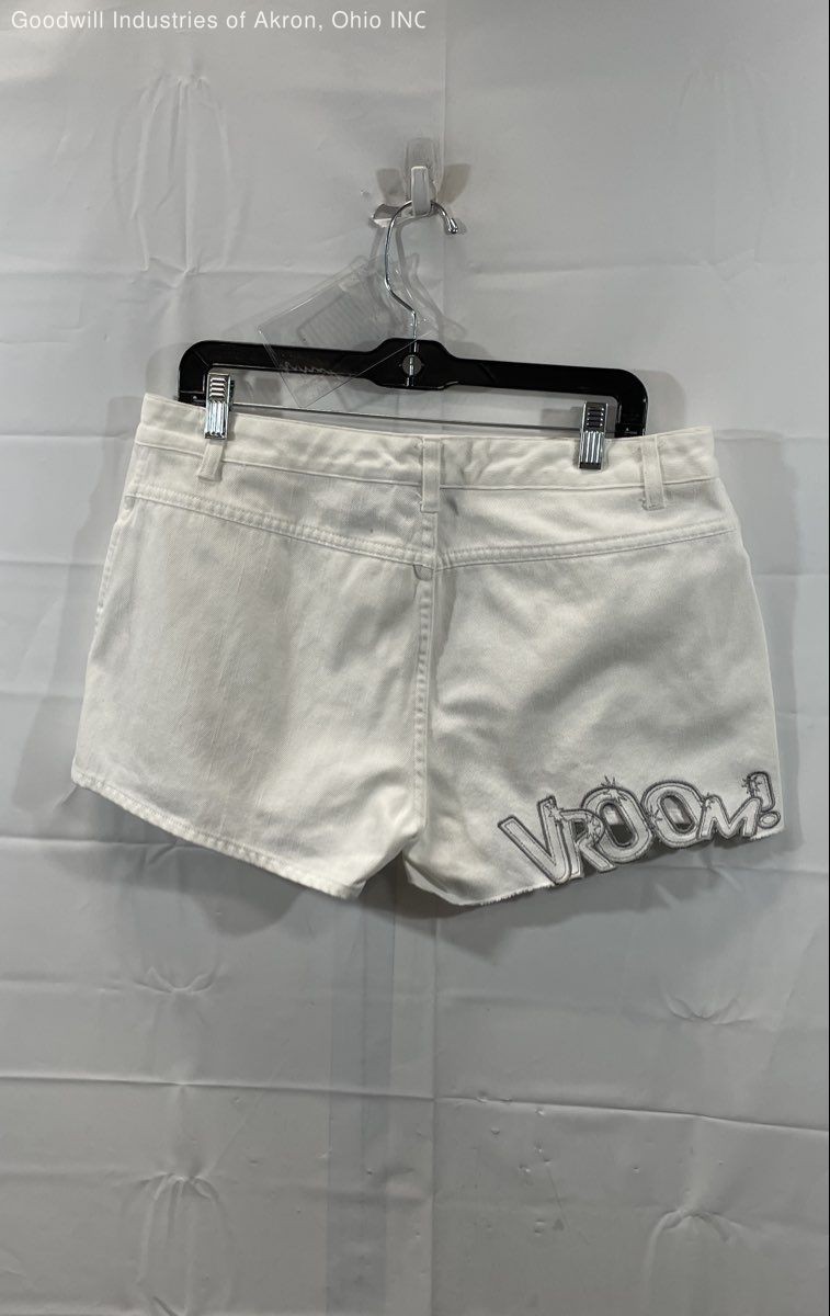 Vintage 90s Harley-Davidson White Denim Shorts Vroom Embroidered Sz 12