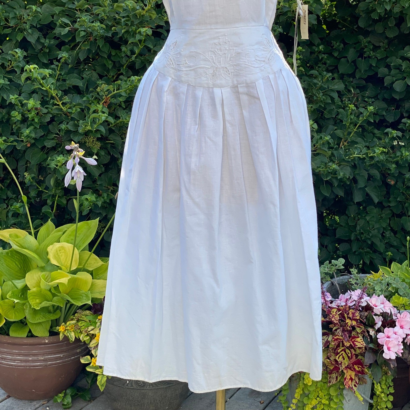 1992 True Vintage Deadstock Cottagecore White Midi Maxi Dress Milkmaid Prairie