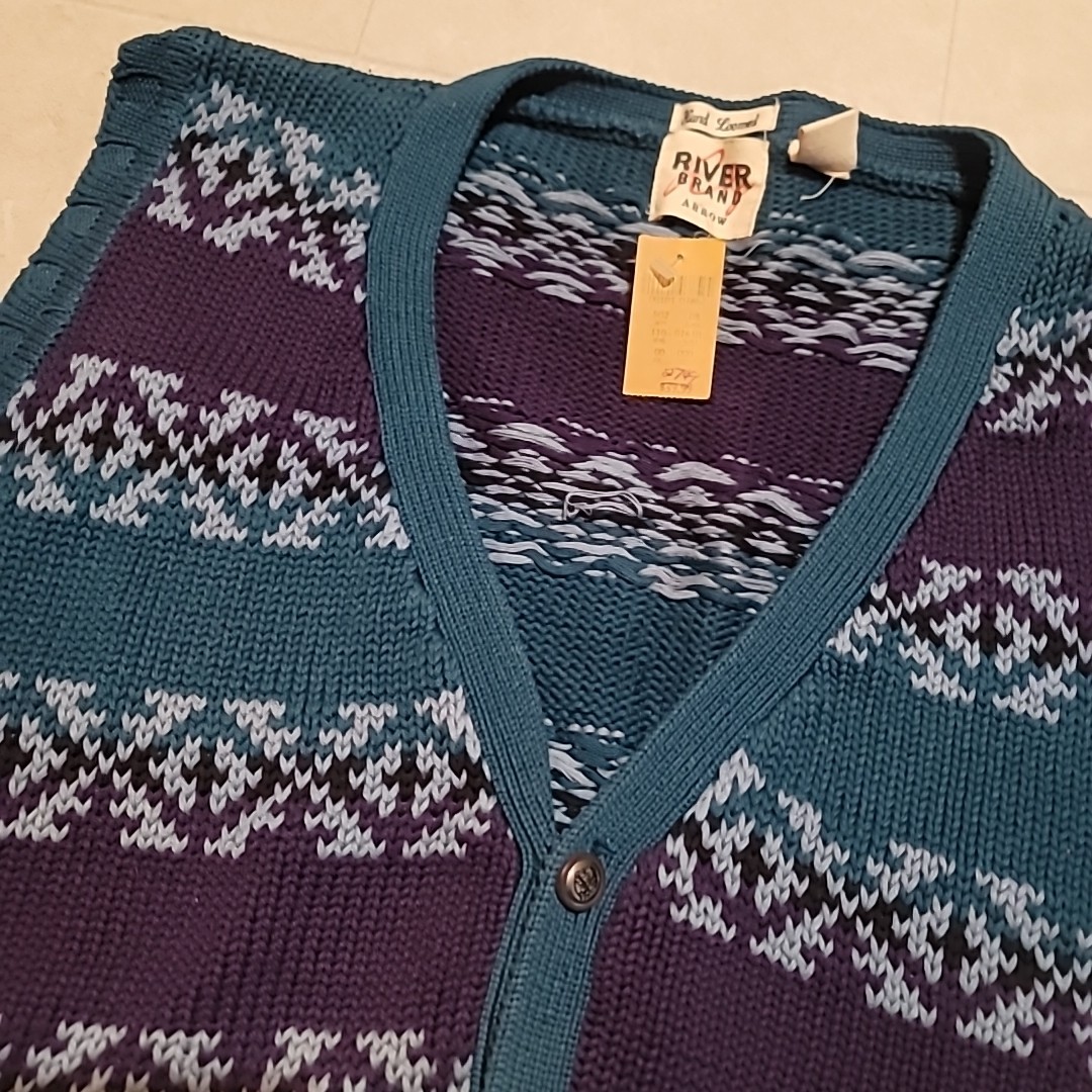 NWT Vintage 90’s Hand Loomed River Band Arrow Cotton Fair Isle Western Sweater