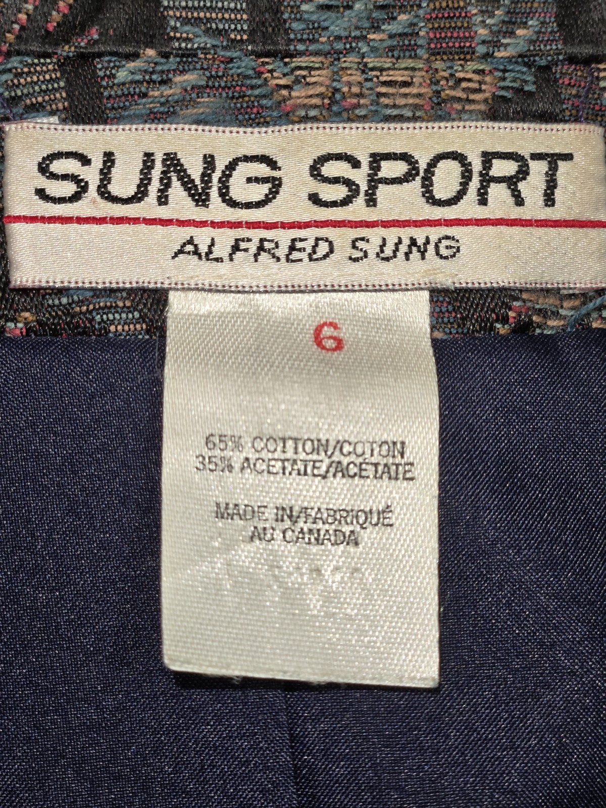 Vintage Womens Floral Tapestry Blazer By Sung Sport Alfred Sung Lined Size 6