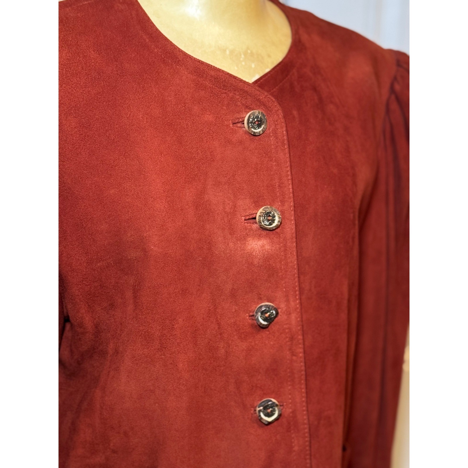 Sportalm Kitzbühel Vintage Suede Leather Jacket Rust Red Made in Austria EU 44