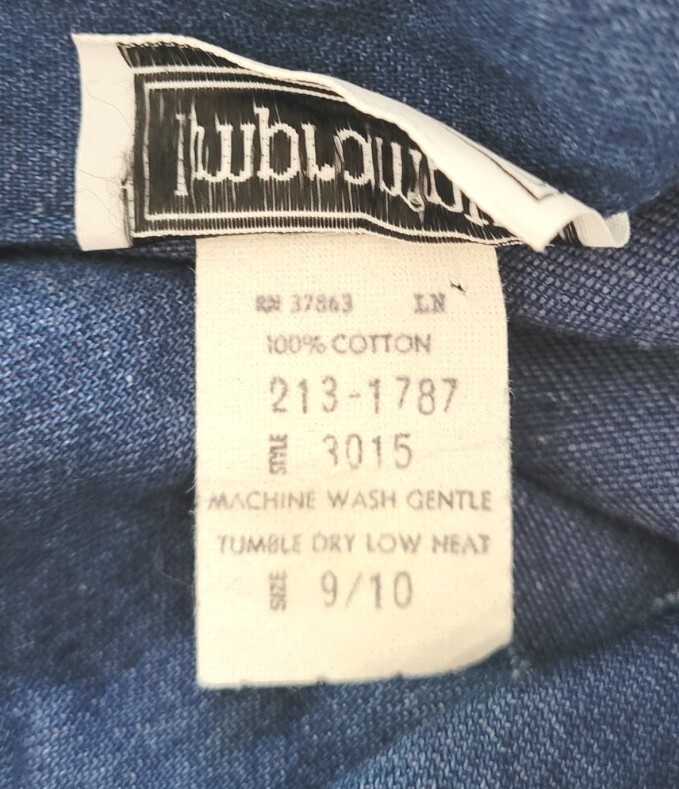 Vintage Impromptu Denim Dress w Snap Gathered Bib & Elastic Waist Size 9/10