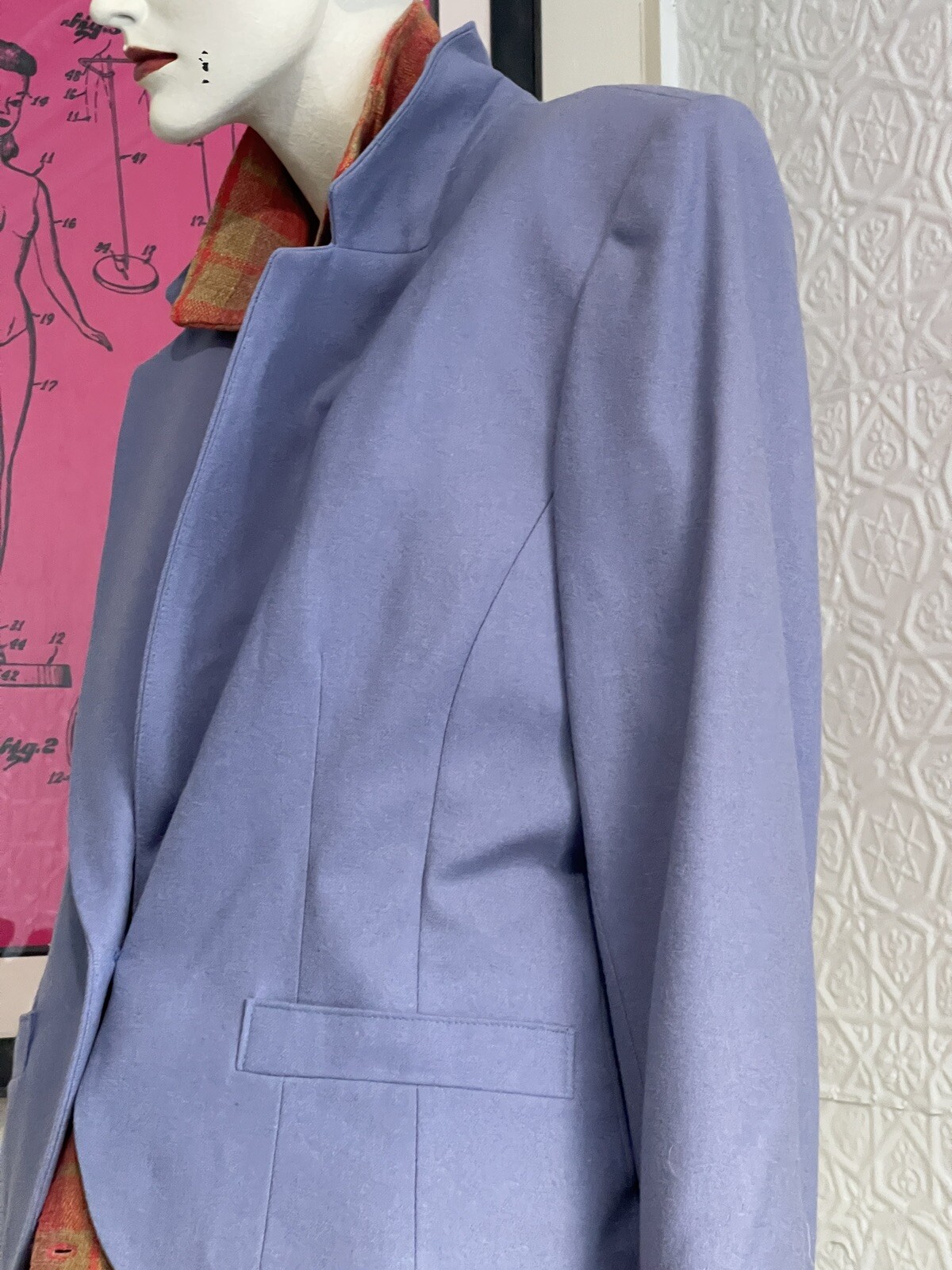 Vintage 1980s-1970s Pendleton Blazer-Lavender-Grey-Wool-Classic-Jacket-medium