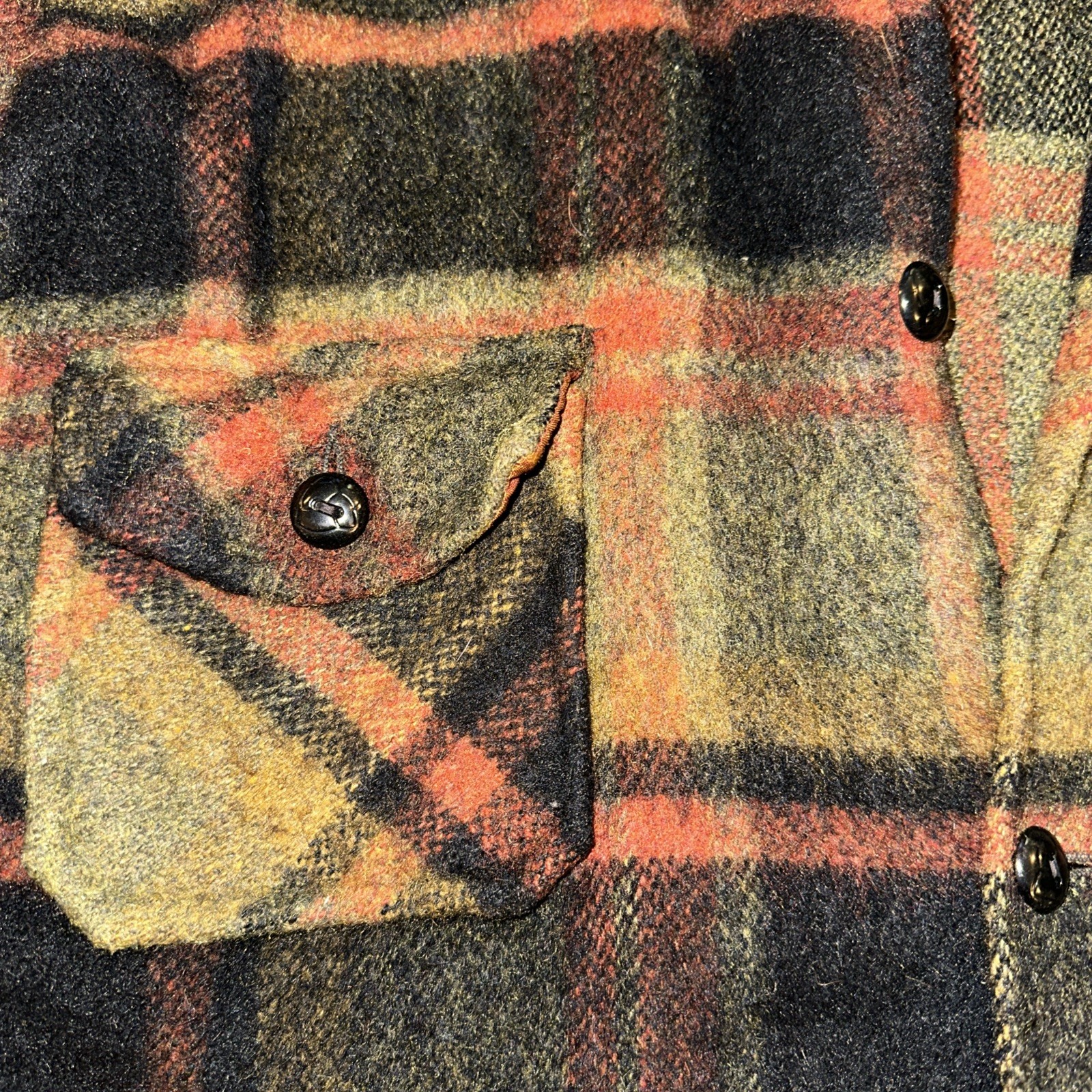Vintage Wool Mohair Nylon Plaid Canadian Camper Coat Bell Shirt Men’s 54” Chest