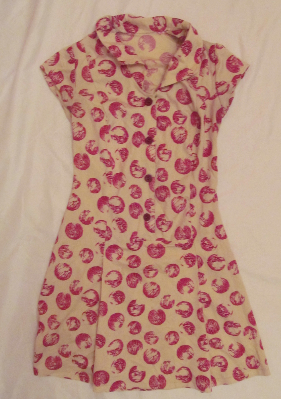 vintage 60’s stretchy walnut polka dot kawaii A line skater MOD mini dress S / M