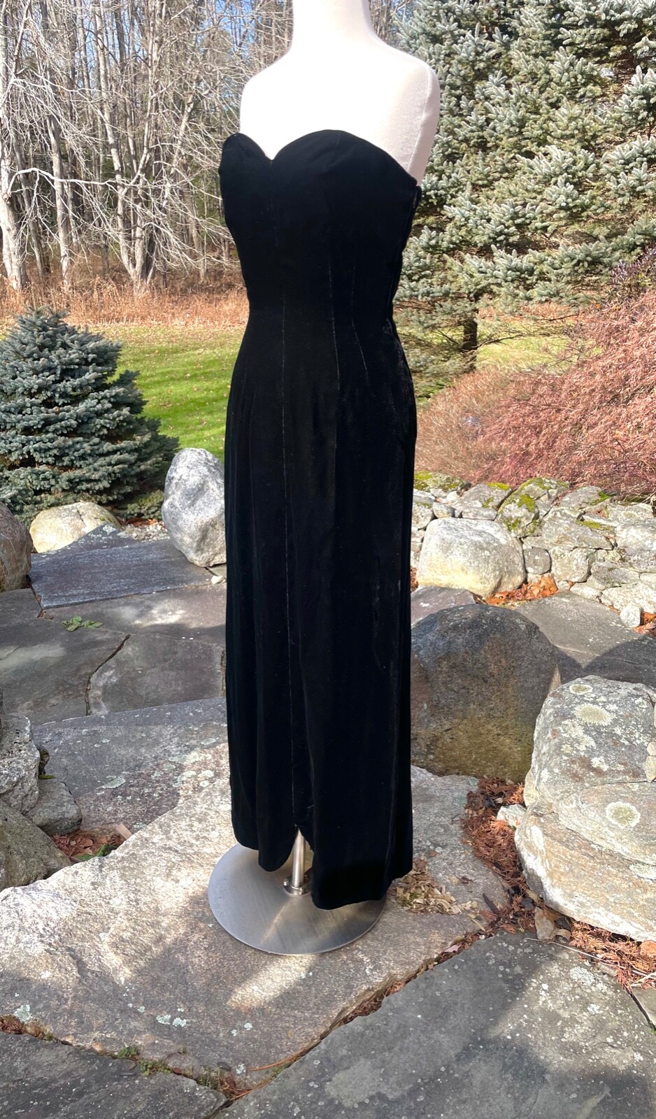 SALE Vintage Adele Simpson Glamorous Black Velvet Strapless Evening Gown