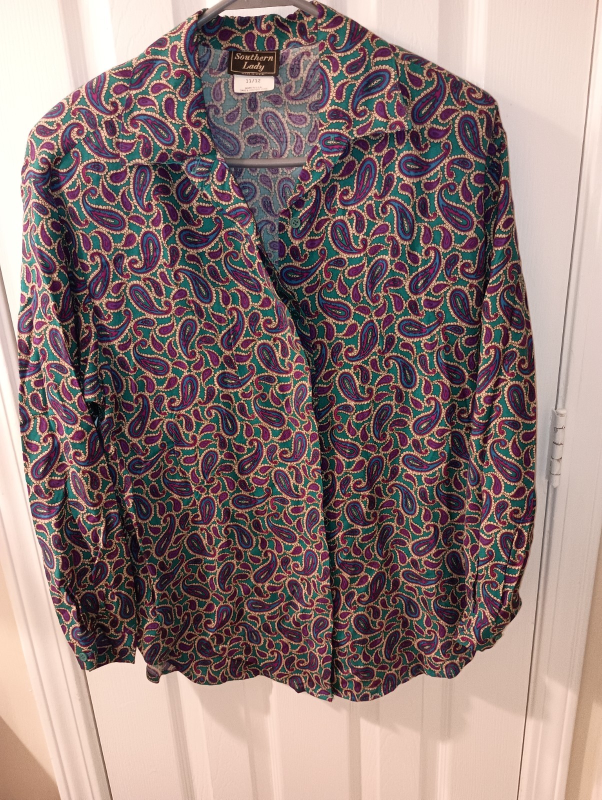 Vintage Southern Lady Paisley Multicolor Button Down Shirt Size 11/12