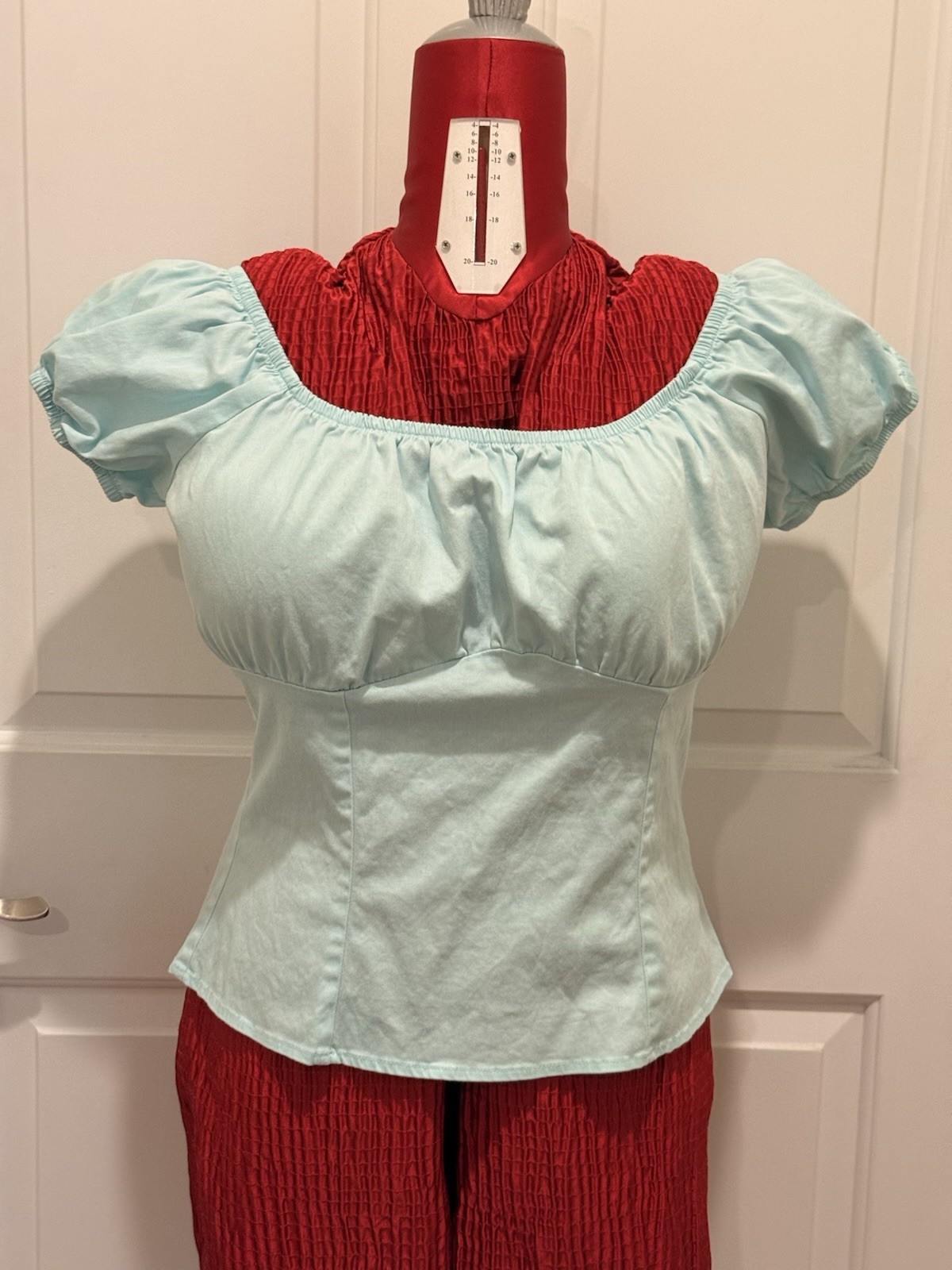 Women’s Early 2000’s Pinup Girl Clothing size XL Mint Green Peasant Top