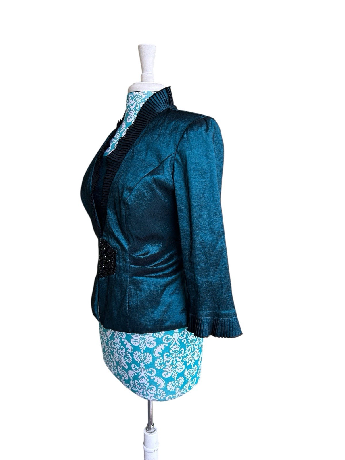 Carol Lin JR Nites Teal Jacket Top Camisole SET Evening Glam Holiday Christmas