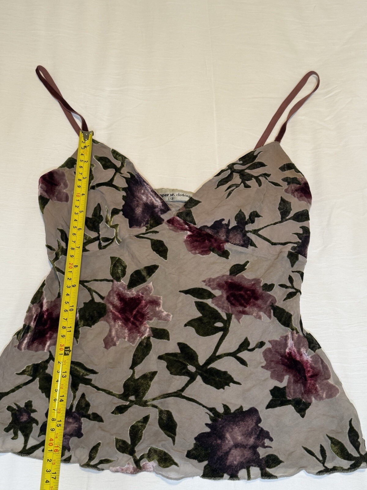 Cooper St Women’s VINTAGE Sheer Camisole With Gorgeous Velvet Flower &. Details
