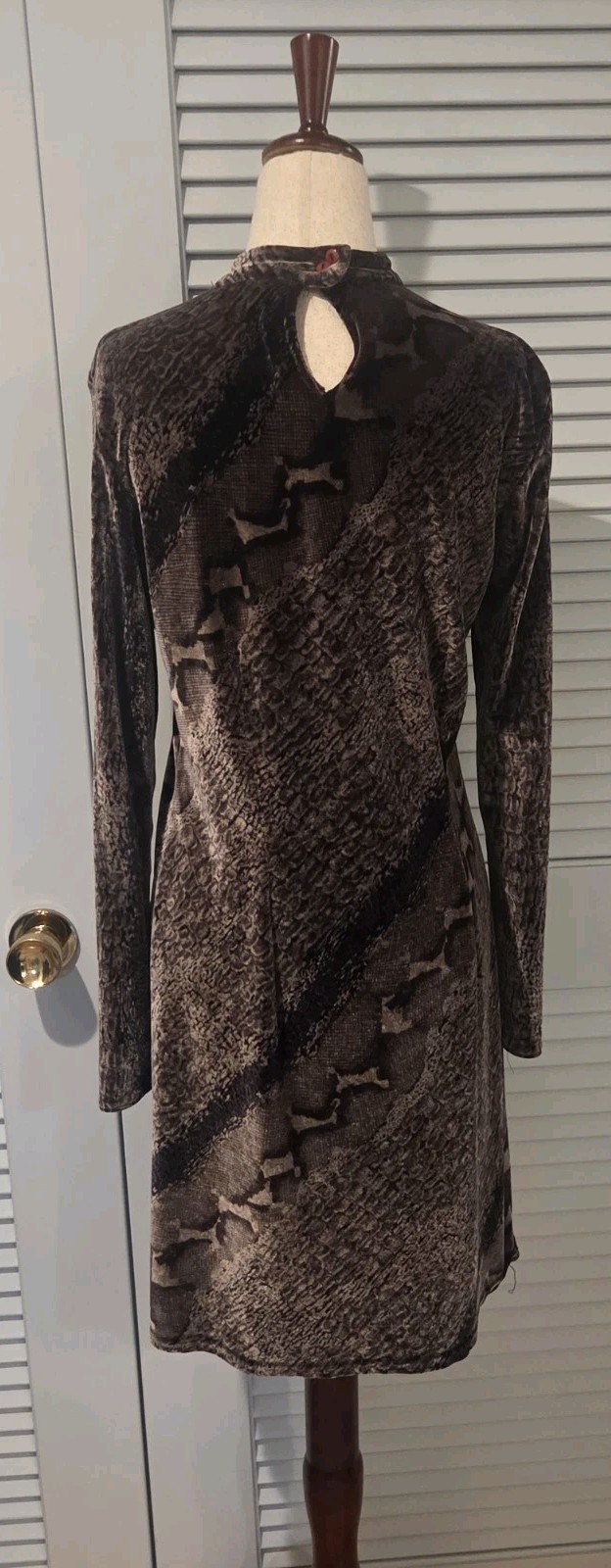 Wild Rose Size 8 Velvet Silk Blend Snake Skin Shift Dress Vintage 80s