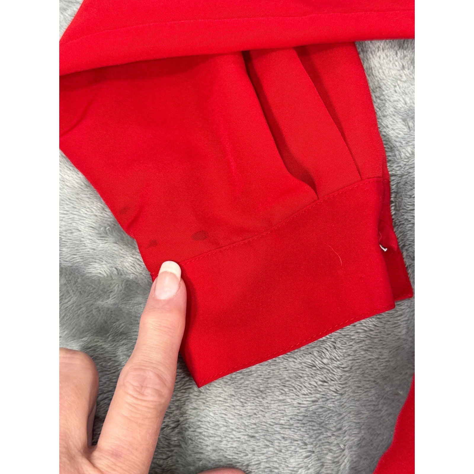Hill Archer Vintage Red Pintuck Pleated Mock Neck Blouse 44 bust, Secretary