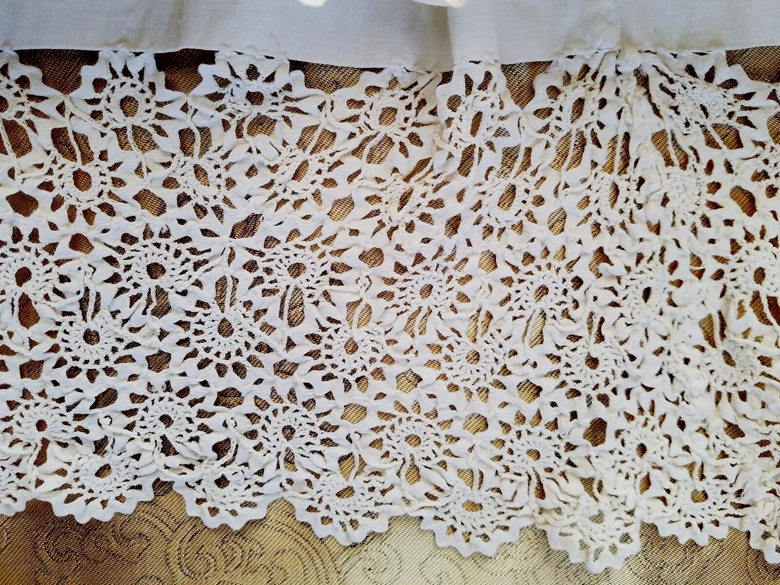 Antique Vintage Early Skirt Petticoat Lace 1/2 Slip A40