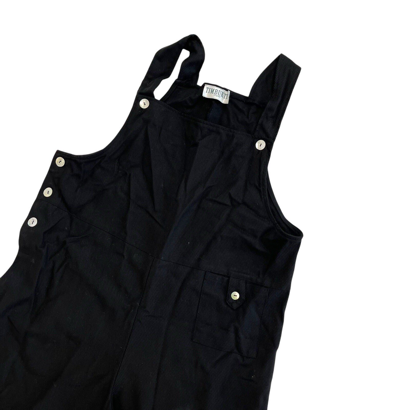 Vintage Timbuktu Station Women’s Overalls Black Twill Jumpsuit One Piece Artsy