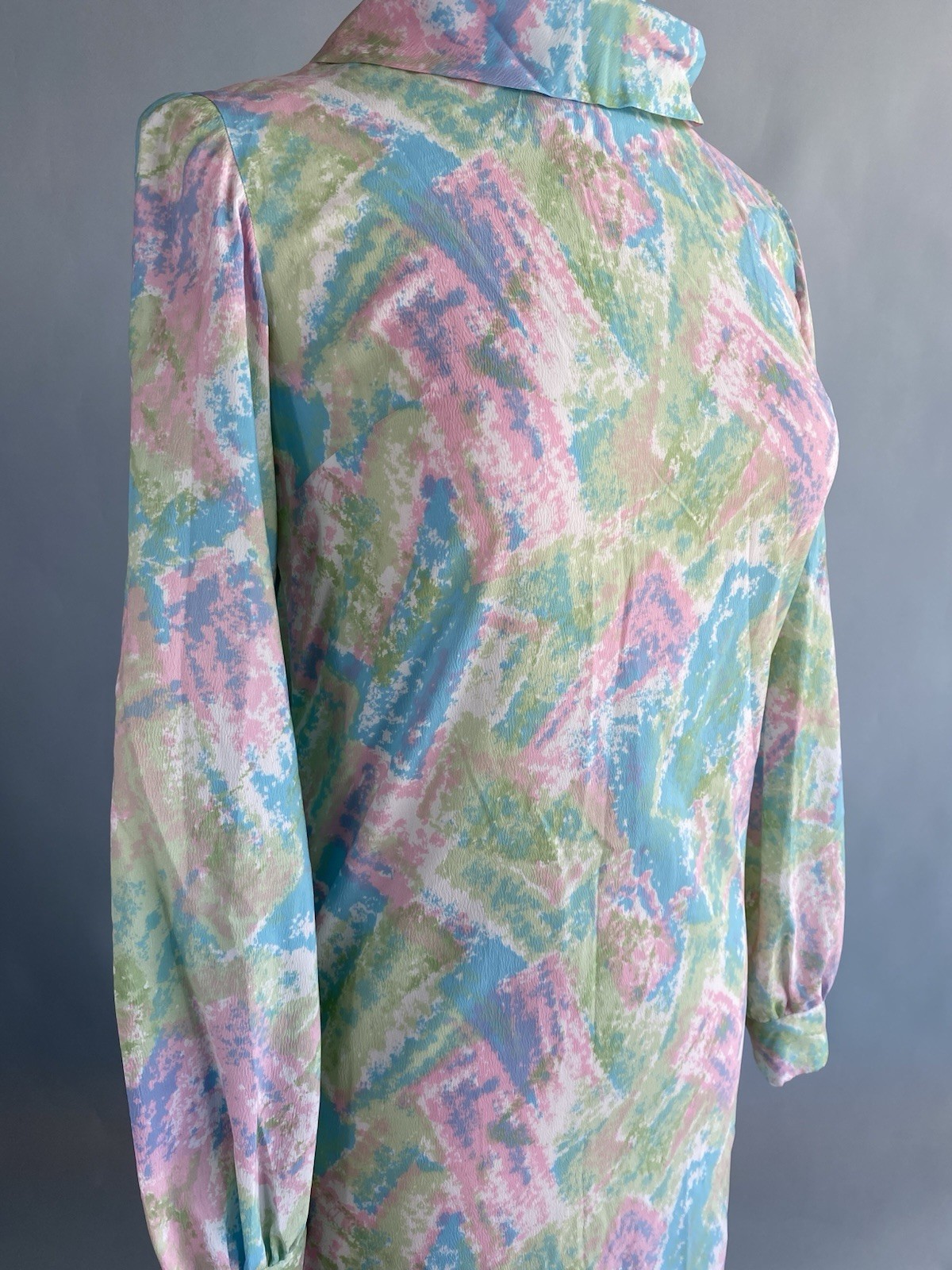 Vintage 1960’s Midcentury Modern Pastel Watercolor Abstract Print Shift Dress Sm