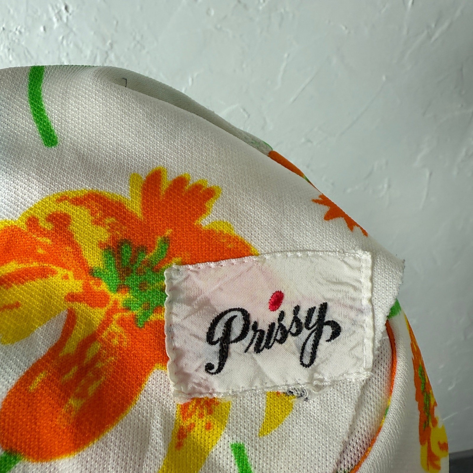 Vintage 70s Prissy Women’s Dress Polyester Knit Mod Retro Shift Floral 60s G4-28