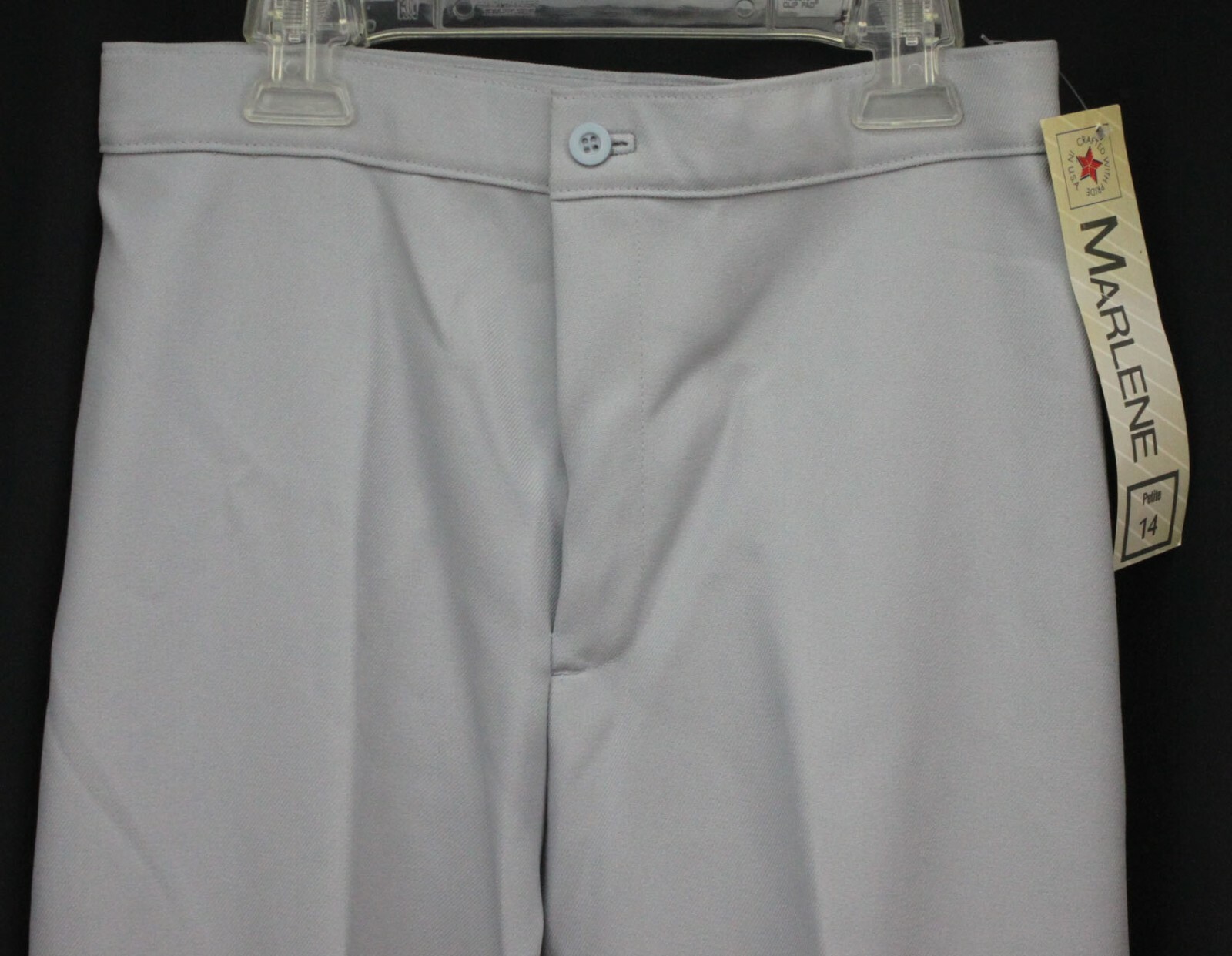 Vtg Marlene Polyester Pants Retro Urban 1960s 1970s Gray Grey New NOS Petite 14