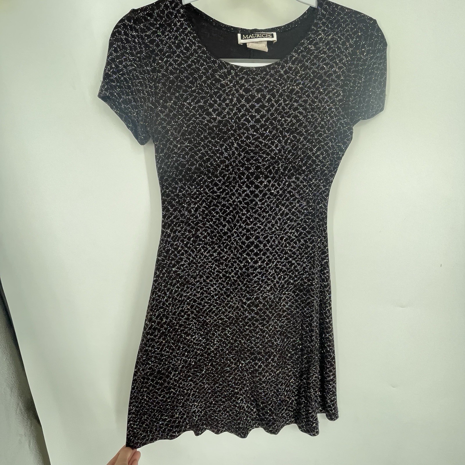 Vintage 90s Maurices Sparkle Black Mini Dress LBD Formal Romantic Feminine Y2K