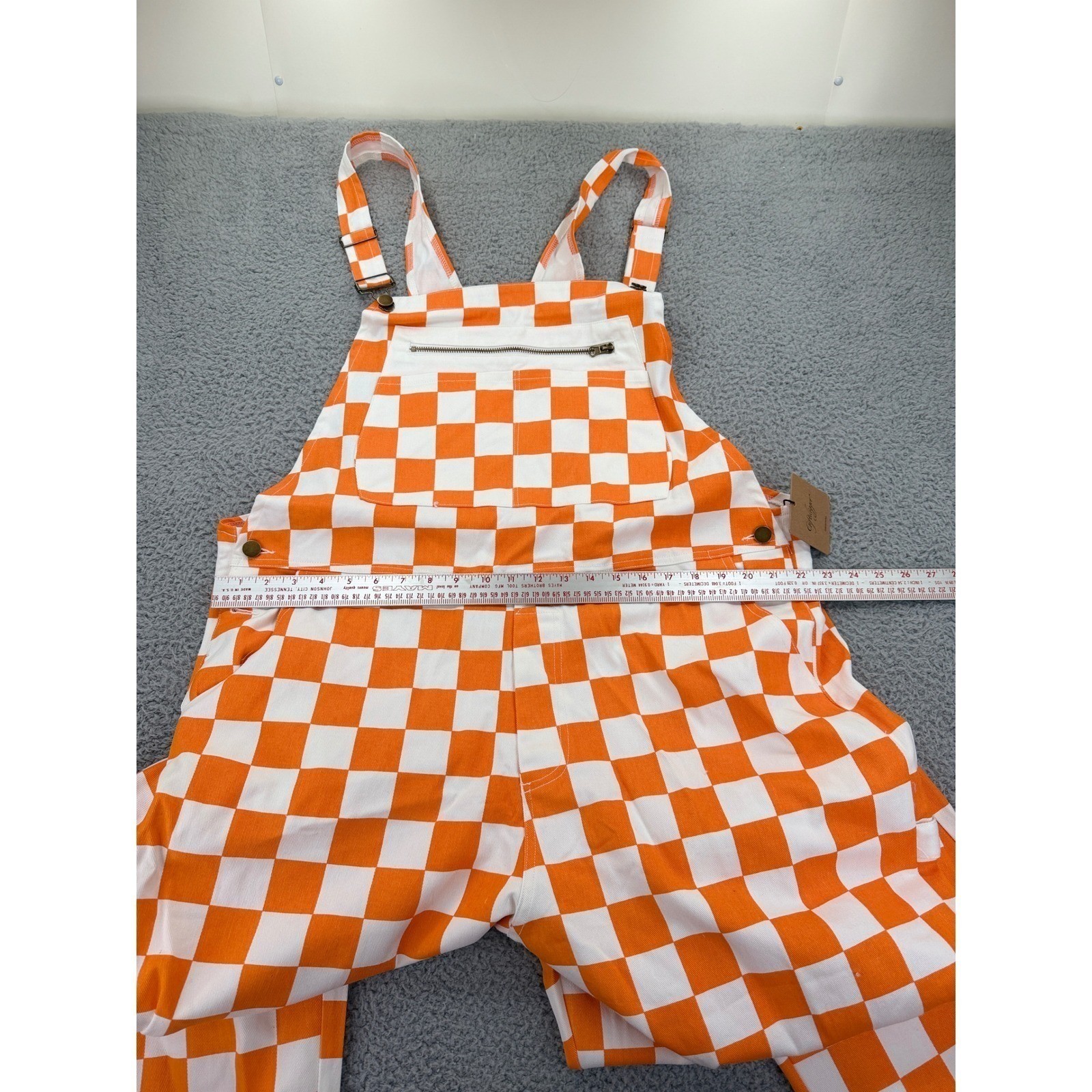 Giftdigger Orange White Overalls XL Checkerboard Bib Jumpsuit Tennessee Vols