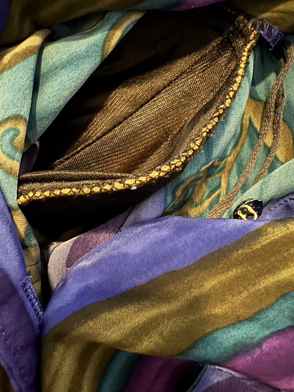 Breli Originals authentic 1970s Button-Down Front Purple and Teal Plus Dress