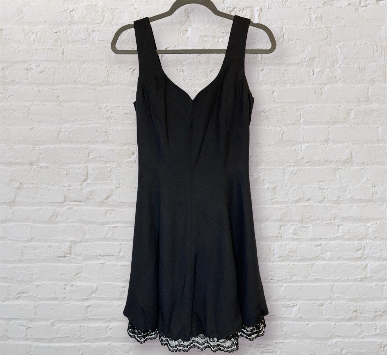Vintage Donna Ricco Little Black Dress LBD Sleeveless With Lace Trim Party Dress