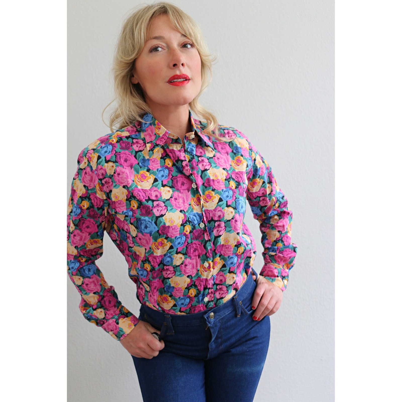 2000’s Vintage Maus & Hoffman Floral Blouse Women’s XS SM MD Liberty Art Fabrics