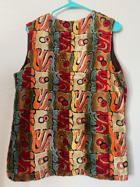Vintage 60s A. Kallins Tapestry Vest Carpet Chenille Velvet Boho Hippie Large