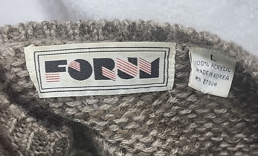 Vintage 80s Forum Sweater Women’s Large Chunky Knit Argyle Cozy Coastal Brown