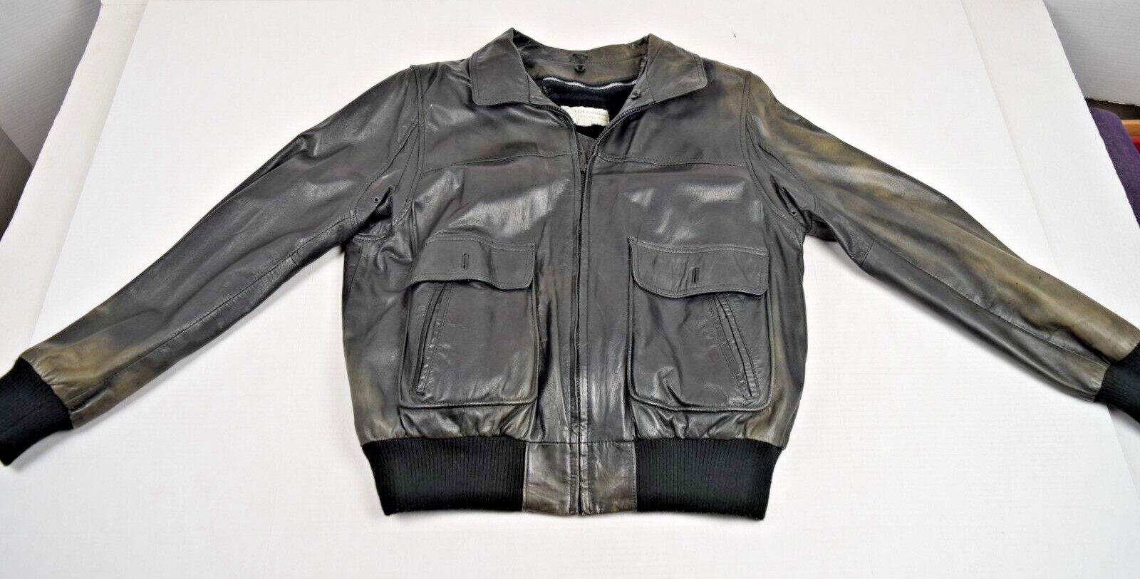 Vintage Leather Jacket Deerskin Trading Post Size 42 Brown Ombre Grunge Fade