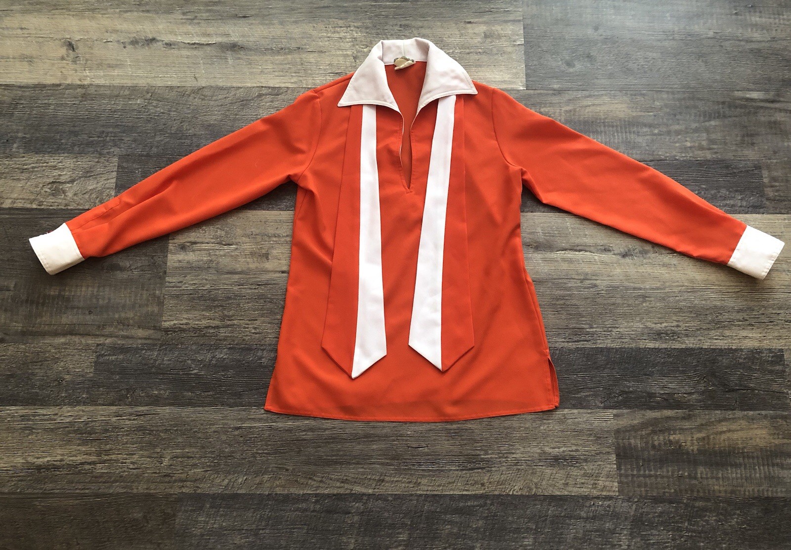 Vintage King James Of California Bright Orange & White W/Matching Tie Shirt ~M