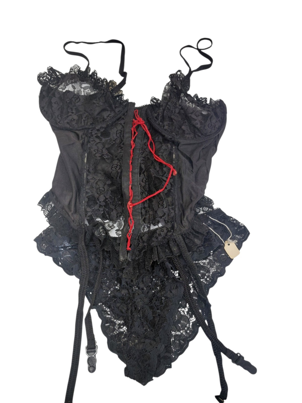 Vintage Nan Flower 2 Piece Black Laced Lingerie Size L