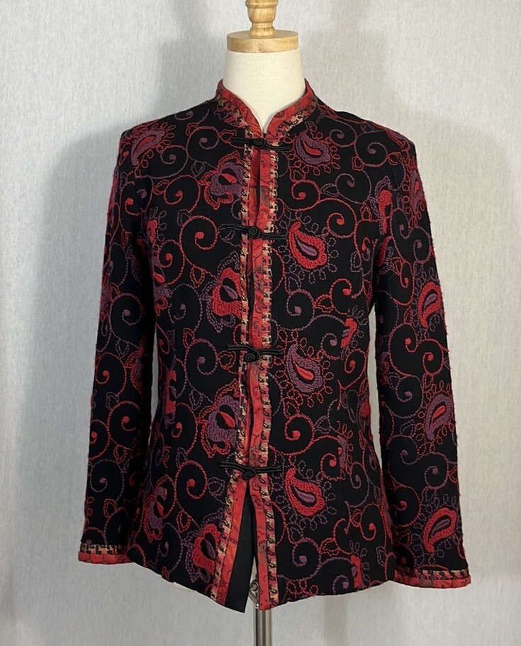 Vintage Canvasbacks Embroidered Jacket 10 Virgin Wool blend Wearable Art