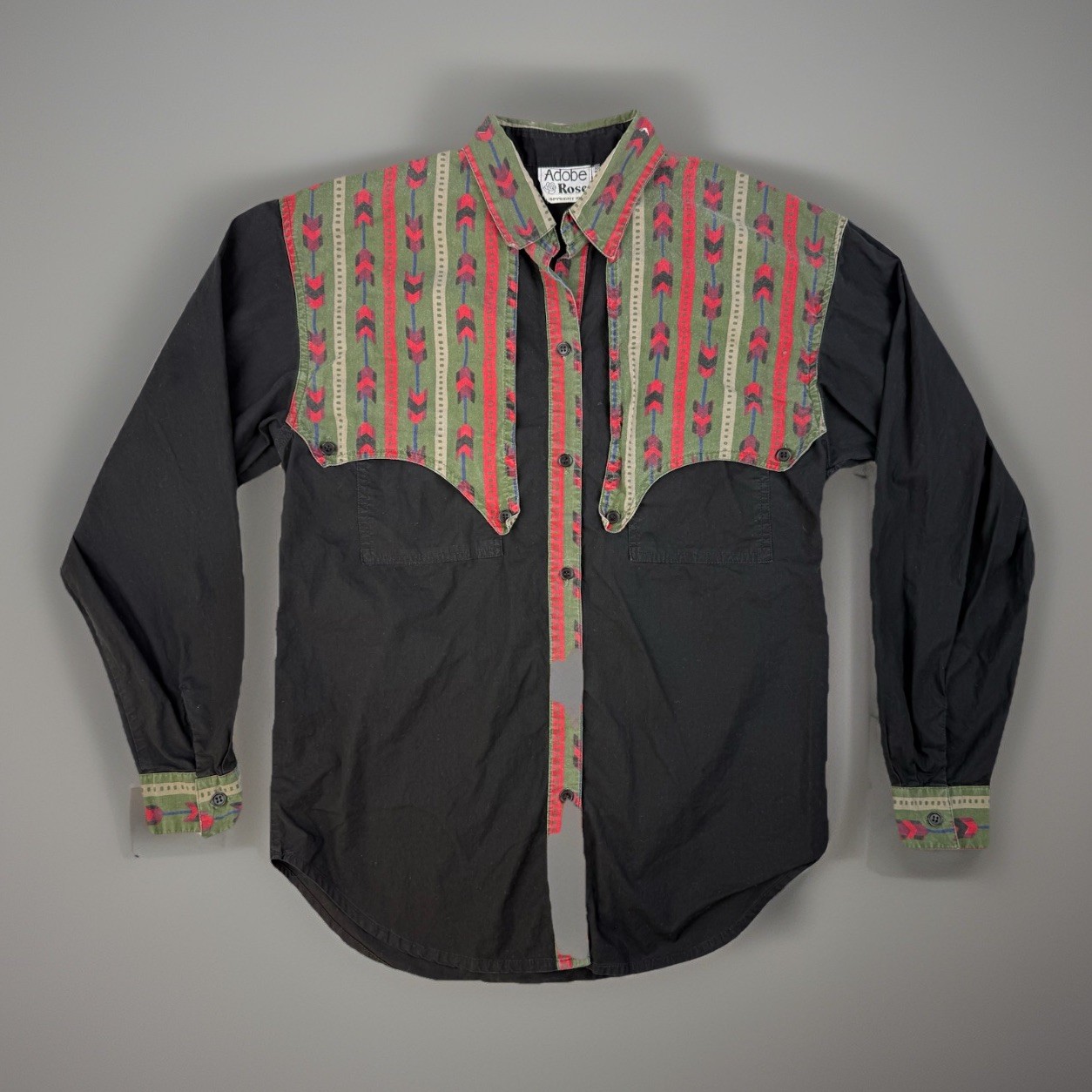 Vintage 1992 Adobe Rose Button Up Western Shirt Small Aztec