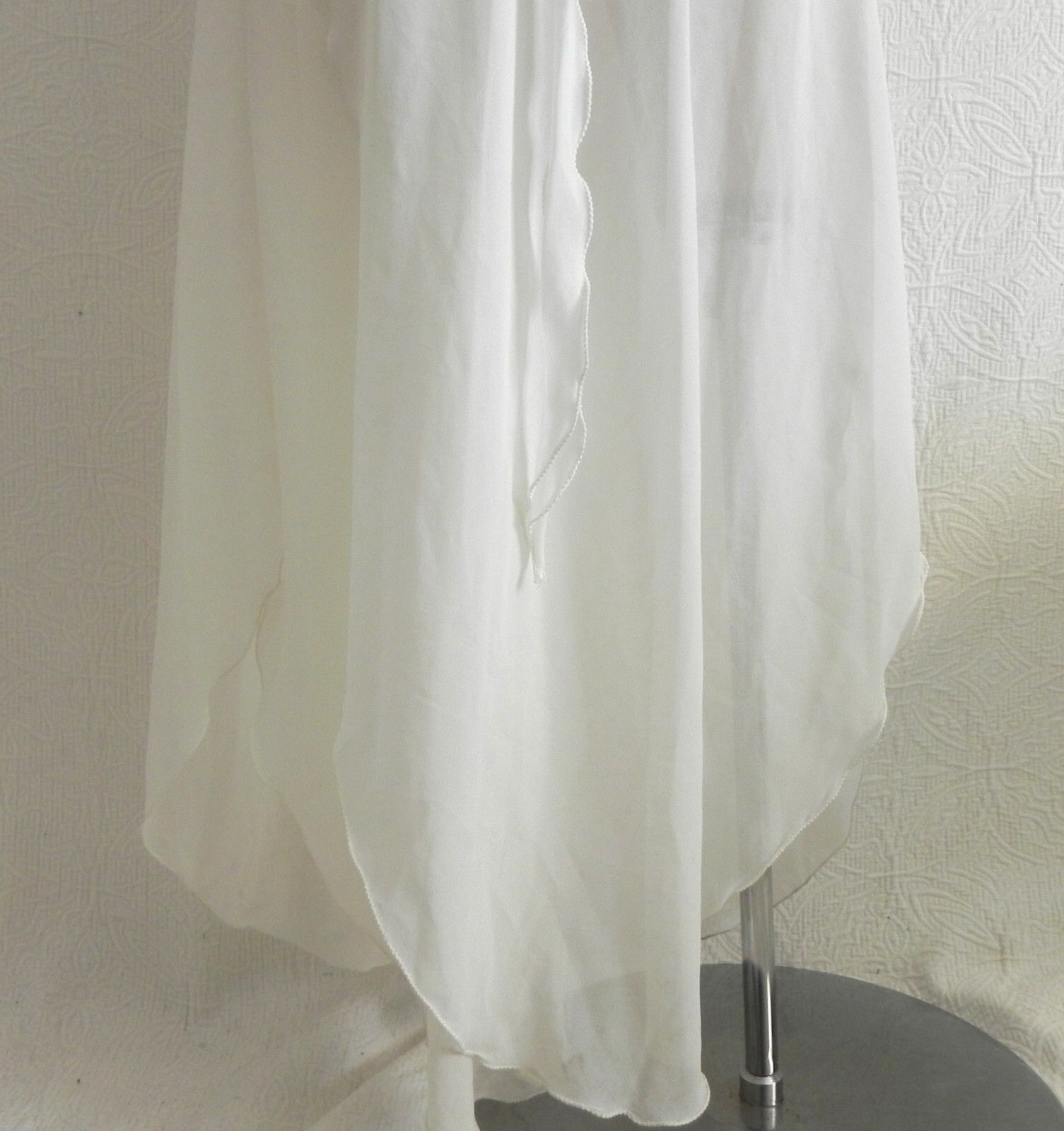 Vtg Georgette Trabolsi Robe Chiffon Maxi Cap Sleeve Belted Ruffle Size S
