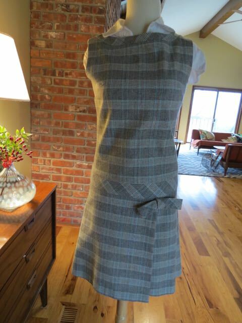 1960s scooter dress – Plaid Schoolgirl Brady Bunch Drop Waist XS 2 or Teen EEUC