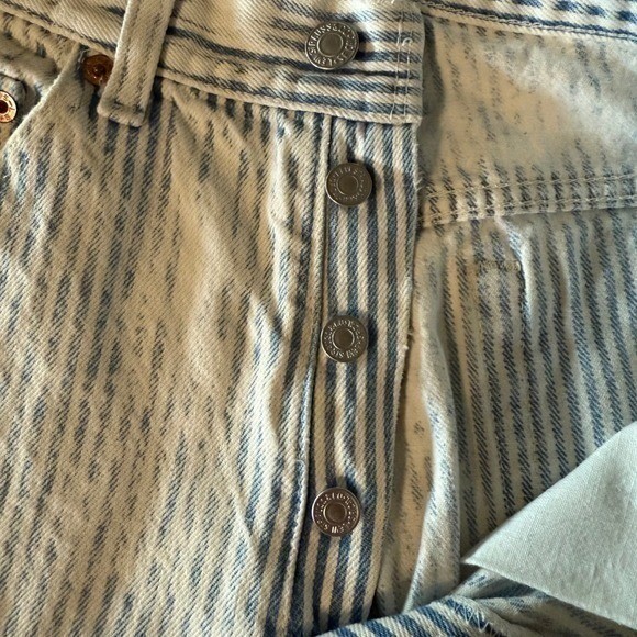 Levis 501 Vintage 80s 29×34 Striped Ghost Wash High Waisted USA