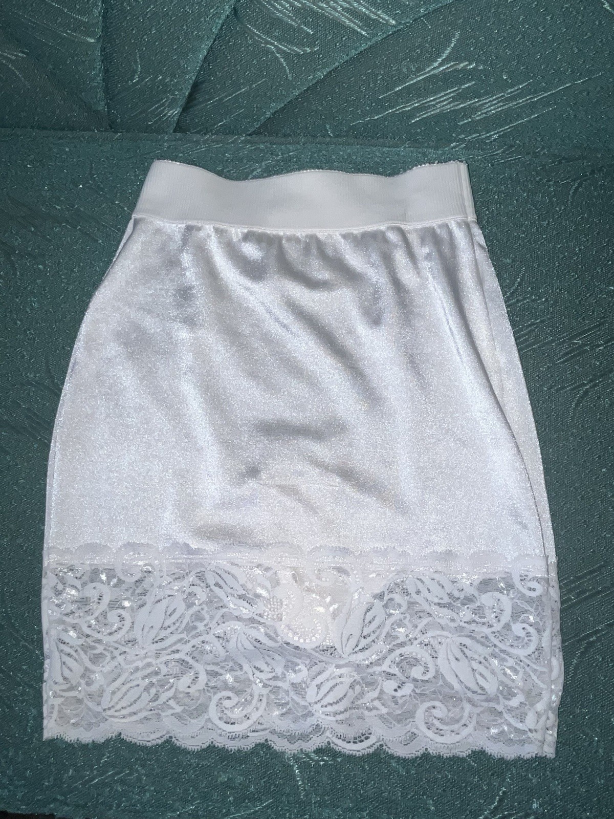 Vtg Vanity Fair Large Shaper Second Skin Satin White Lace 40-194 Skirt Half Slip