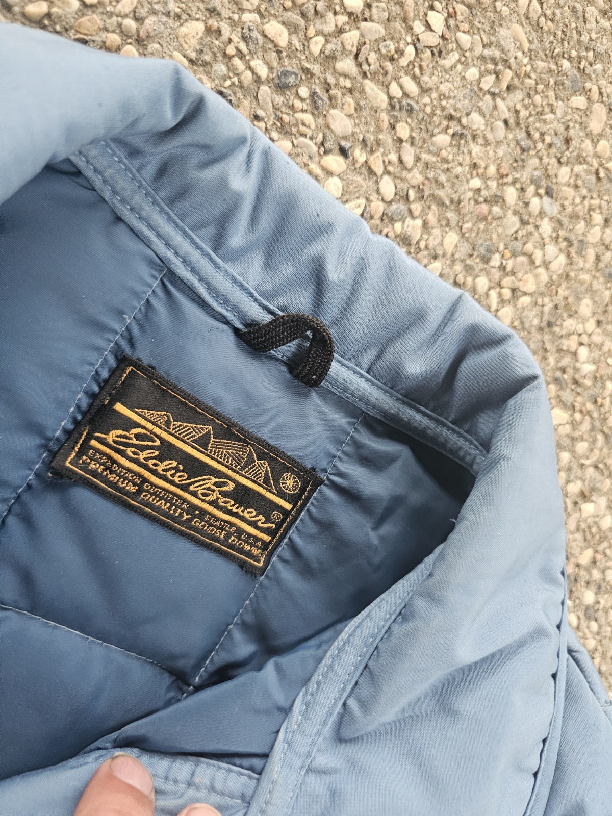 VTG Eddie Bauer Womens Quilted Goose Down Filled Coat Blue Medium