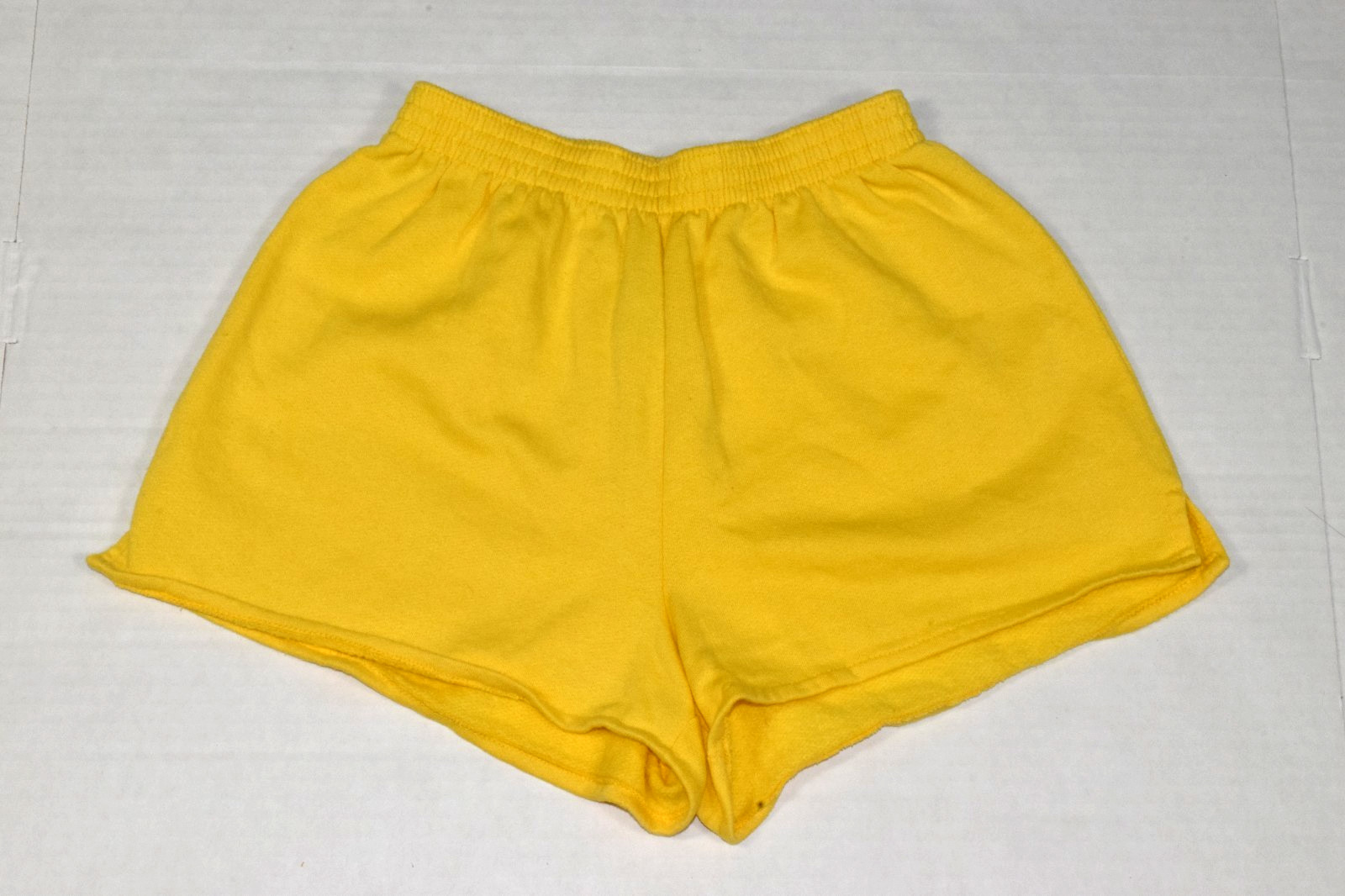 Vintage Womens Sweat Shorts Top Half Size S 80s Lemon Yellow Made USA