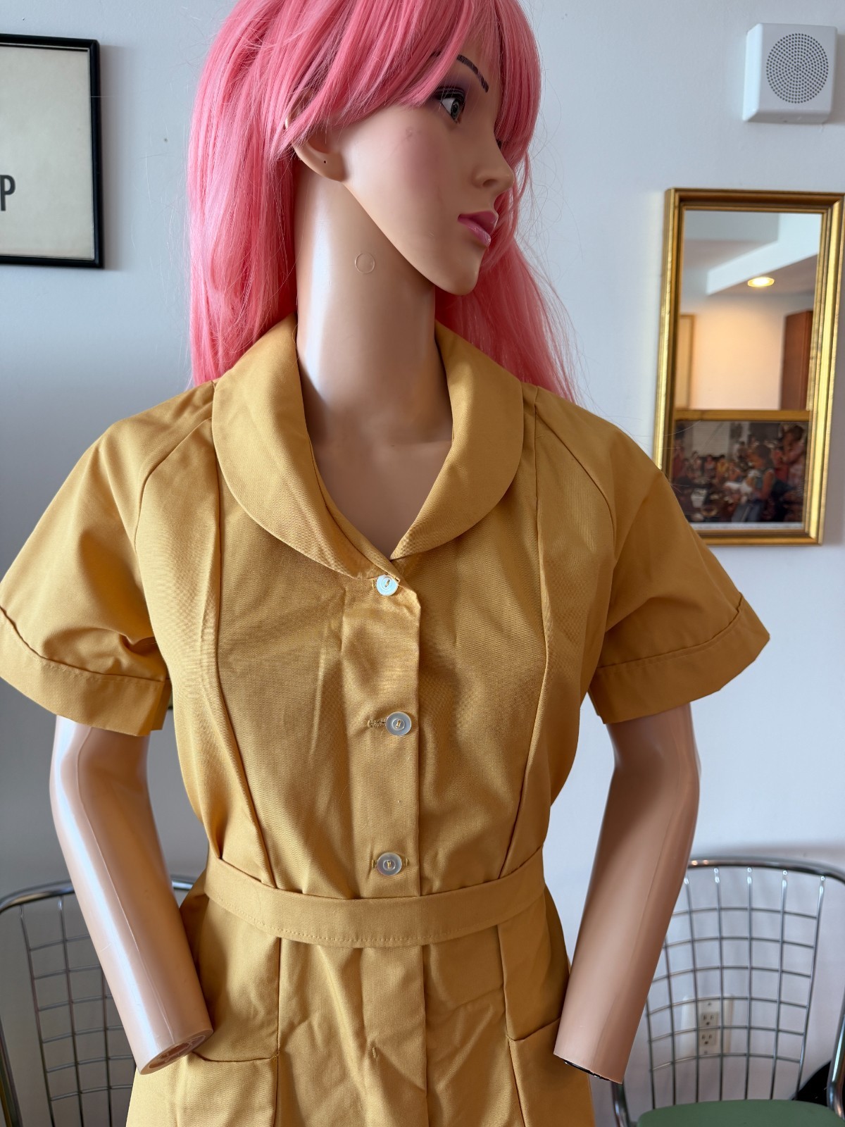 🌼 Vtg 60s Fashion Seal Uniform Mod Utility Workwear Utility Durable Dress M L