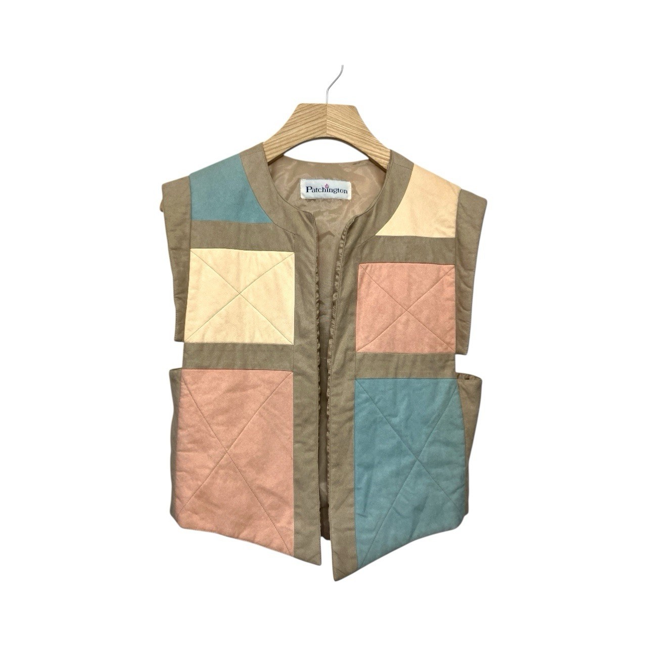 Vintage Patchington “Suedemore” Women’s Pastel Quilted Folk Vest Medium