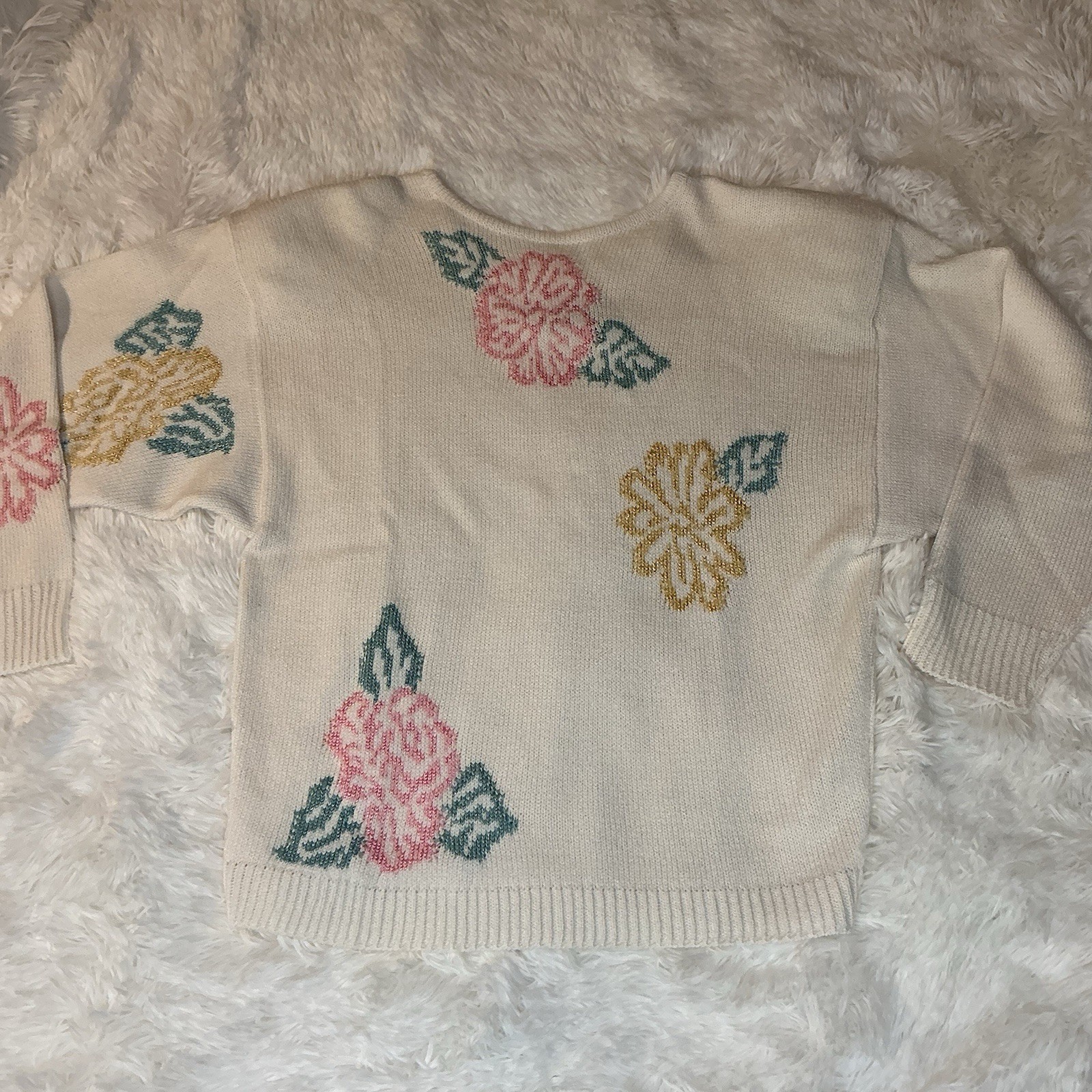 Dalton Studio Vintage 80s Floral Cottagecore Women Sweater Union Made In USA